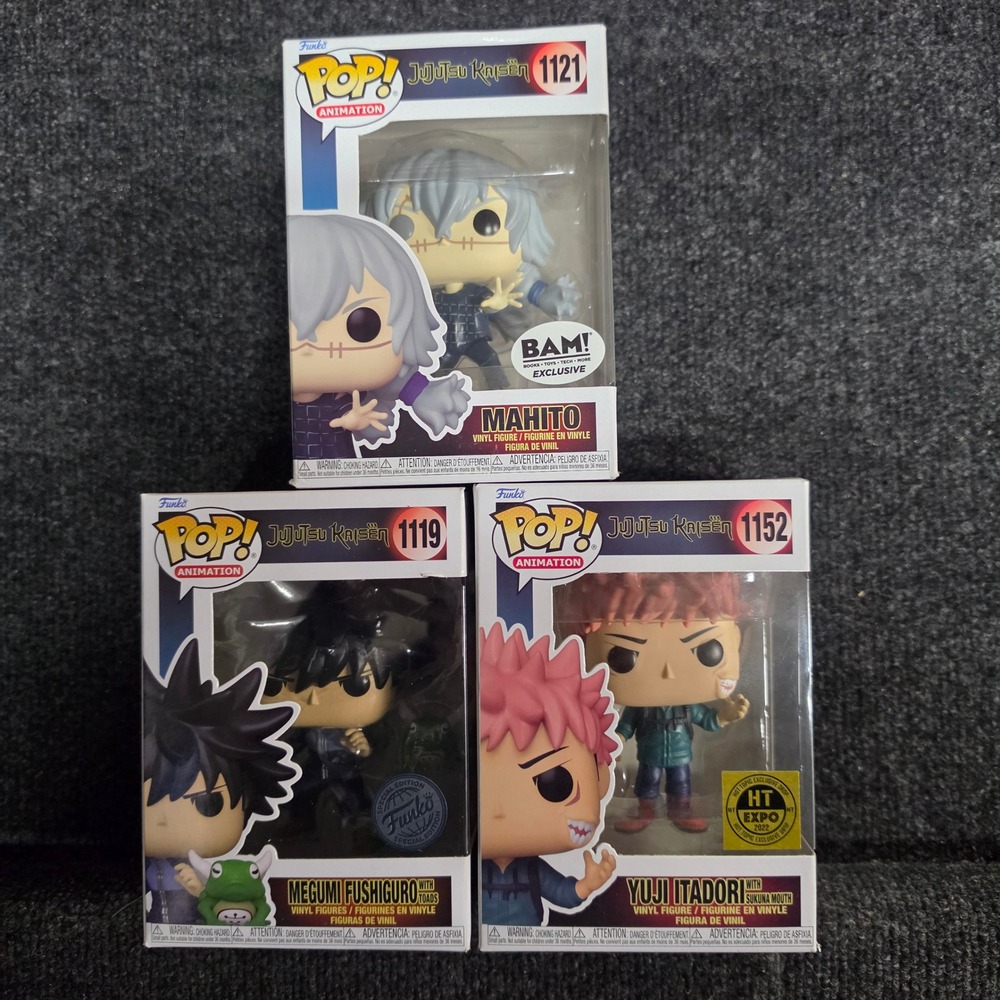 Jujutsu Kaisen Funko Pop Lot Mahito 1121 Megumi 1119 Yuji 1152 Exclusives Bundle